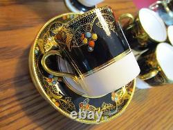 Aynsley England A 4715 Coffee Set, Black And Gold, 11 Pcs Gorgeous