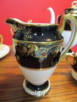 Aynsley England A 4715 Coffee Set, Black And Gold, 11 Pcs Gorgeous