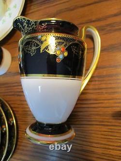 Aynsley England A 4715 Coffee Set, Black And Gold, 11 Pcs Gorgeous