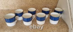 Aynsley SHERATON bone China Coffee Set Blue (6 Cups & Saucer, Milk & Sugar)