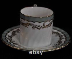 Aynsley Swirl 4 Coffee Can Demitasse Cups & Saucers Sage Green Gold 1950-1952