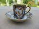 Bernardaud & Co Limoges Blue And Gold Encrusted Demitasse Coffee Cup And Saucer