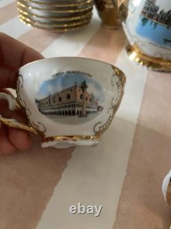 Bareyther Vintage gold porcelain coffee/Tea Set Venetian Transfer Scenes 9 parts