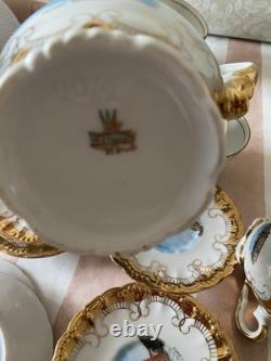Bareyther Vintage gold porcelain coffee/Tea Set Venetian Transfer Scenes 9 parts