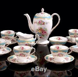Beautiful Vintage Foley Windsor Blue Coffee Set for 6 persons