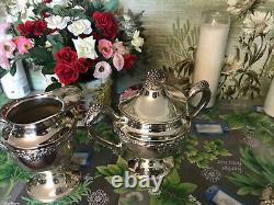 Beautiful, Vintage Silver On Copper Coffee And Tea 5 PC Set