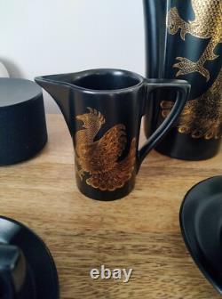 Beautiful large vintage Portmeirion Phoenix Coffee Set Black Gold John Cuffley