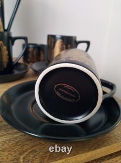 Beautiful large vintage Portmeirion Phoenix Coffee Set Black Gold John Cuffley