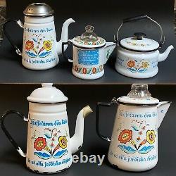 Berggren Kaffetaren Vintage Enamelware Coffee Tea Pot Steamer Swedish Set of 5