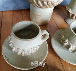 Bernard Rooke vintage Mid Century Modern Brutalist studio pottery Coffee set