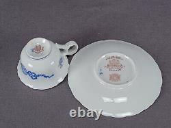 Brown Westhead Moore Yale University Blue Floral Demitasse Cup & Saucer