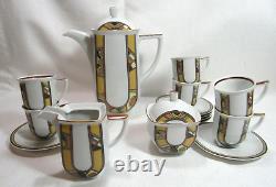 Carlsbad Czechoslovakia Karlovarsky Porcelan Vintage 17 Pc Art Deco Coffee Set