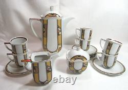 Carlsbad Czechoslovakia Karlovarsky Porcelan Vintage 17 Pc Art Deco Coffee Set