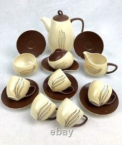 Carlton Ware Windswept Tea Set Brown And Cream / Vintage / Coffee / 15 Piece