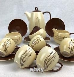 Carlton Ware Windswept Tea Set Brown And Cream / Vintage / Coffee / 15 Piece