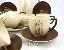 Carlton Ware Windswept Tea Set Brown And Cream / Vintage / Coffee / 15 Piece