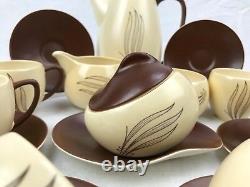 Carlton Ware Windswept Tea Set Brown And Cream / Vintage / Coffee / 15 Piece
