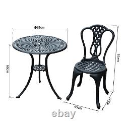 Cast Aluminium Garden Furniture Set 2 Seat Vintage Coffee Table Chairs Patio
