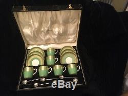 Cauldon Coffee Set With Six Epns Coffee Spoons In Original Vintage Case