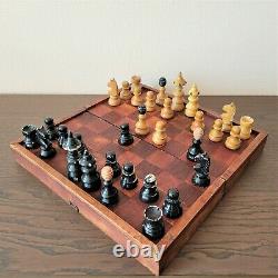 Chess set vintage Coffee house 40-50s Czech Vienna Wooden Austrian antique