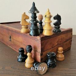 Chess set vintage Coffee house 40-50s Czech Vienna Wooden Austrian antique