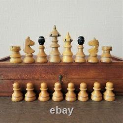 Chess set vintage Coffee house 40-50s Czech Vienna Wooden Austrian antique