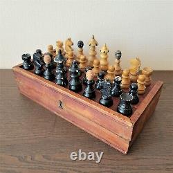 Chess set vintage Coffee house 40-50s Czech Vienna Wooden Austrian antique