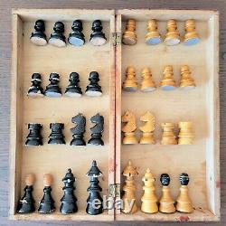 Chess set vintage Coffee house 40-50s Czech Vienna Wooden Austrian antique