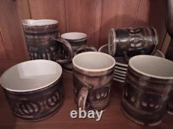 Cinque Ports Pottery Rye England Coffee Set for Six Brown, C1970s Vintage
