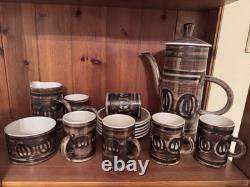 Cinque Ports Pottery Rye England Coffee Set for Six Brown, C1970s Vintage