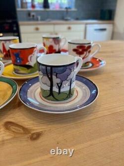 Clarice Cliff 8 Vintage Coffee Cup Set Mint in original packaging