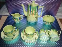 Clarice Cliff Style Art Deco Coffee Set. Vintage By Barker Bros / Lawleys