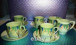 Clarice Cliff Style Art Deco Coffee Set. Vintage By Barker Bros / Lawleys