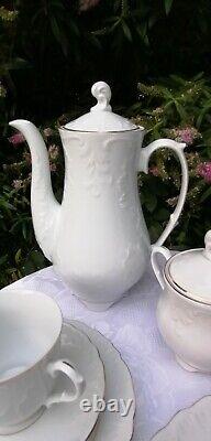 Cmielow Rococo Tea/coffee Set 12 X Trios. Coffee Pot. Jug. Sugar Bowl. Cake Plate