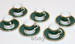 Coalport China Athlone Green Demitasse Flat 6 Piece Setting Original Box