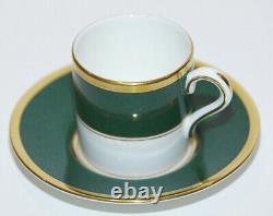 Coalport China Athlone Green Demitasse Flat 6 Piece Setting Original Box