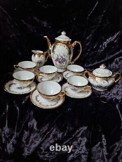 Coffee Service Bavaria Antique Gold White with Romantic Pictures
