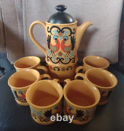 Coffee Set Sadler Rooster 7 Piece Grouping Made in England Vintage 1960's
