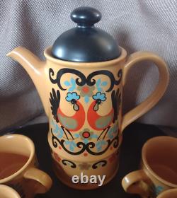 Coffee Set Sadler Rooster 7 Piece Grouping Made in England Vintage 1960's