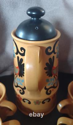Coffee Set Sadler Rooster 7 Piece Grouping Made in England Vintage 1960's