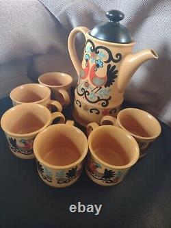 Coffee Set Sadler Rooster 7 Piece Grouping Made in England Vintage 1960's
