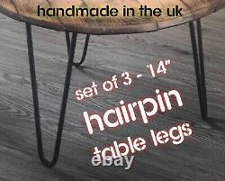 Coffee Table Hairpin Legs / Set Of 3 / Circular /FREE Screws + Floor Protectors