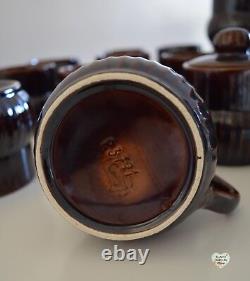 Coffee Tea Set RARE 9 Piece 1980s Retro Brown Glazed S Portugal Stoneware