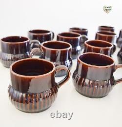 Coffee Tea Set RARE 9 Piece 1980s Retro Brown Glazed S Portugal Stoneware