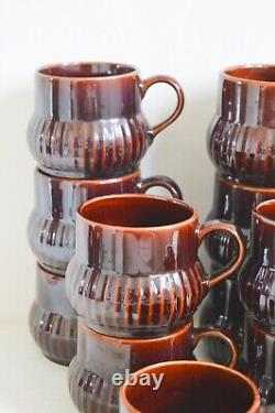 Coffee Tea Set RARE 9 Piece 1980s Retro Brown Glazed S Portugal Stoneware