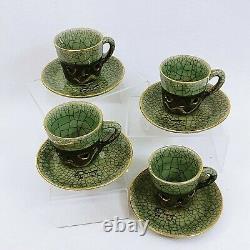 Coffee Tea Set Saucers Plates Somayaki Dbl Wall Soma Ware 15 pc Horse Crackle