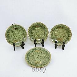 Coffee Tea Set Saucers Plates Somayaki Dbl Wall Soma Ware 15 pc Horse Crackle