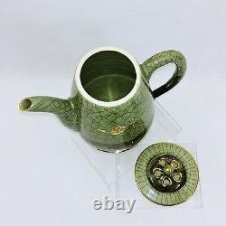 Coffee Tea Set Saucers Plates Somayaki Dbl Wall Soma Ware 15 pc Horse Crackle