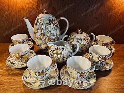 Coffee set Golden chamomile Lomonosov USSR gilding LFZ Vintage porcelain