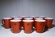 Complete Set Of 12 Vintage Pyrex Burn Orange Microwave Coffee Mugs With Handles
